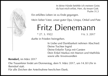 Anzeige von Fritz Dienemann von MGO