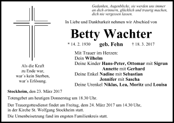 Anzeige von Betty Wachter von MGO