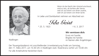 Anzeige von Ida Geist von MGO