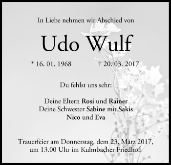 Anzeige von Udo Wulf von MGO