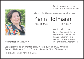 Anzeige von Karin Hofmann von MGO