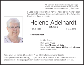 Anzeige von Helene Adelhardt von MGO