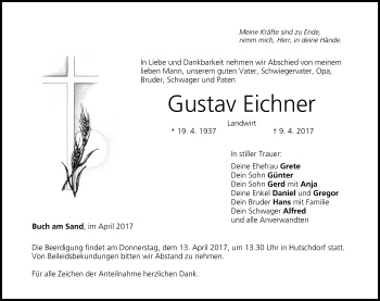 Anzeige von Gustav Eichner von MGO