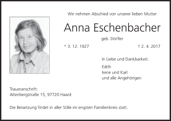 Anzeige von Anna Eschenbacher von MGO