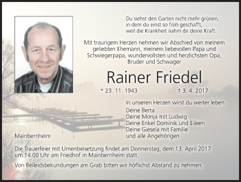 Anzeige von Rainer Friedel von MGO