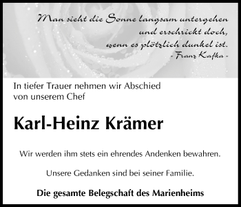 Anzeige von Karl-Heinz Krämer von MGO
