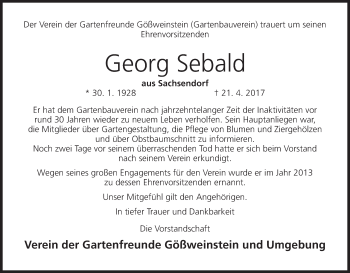 Anzeige von Georg Sebald von MGO