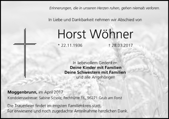 Anzeige von Horst Wöhner von MGO
