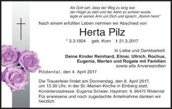 Anzeige von Herta Pilz von MGO