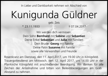 Anzeige von Kunigunda Güldner von MGO