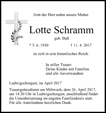 Anzeige von Lotte Schramm von MGO