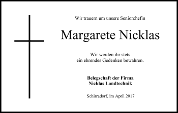 Anzeige von Margarete Nicklas von MGO