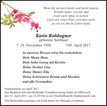 Anzeige von Karin Rohbogner von MGO