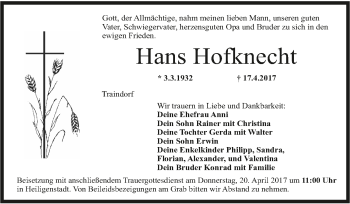Anzeige von Hans Hofknecht von MGO