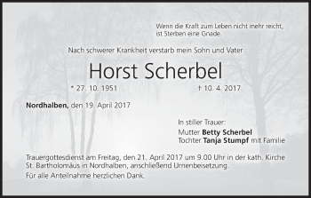 Anzeige von Horst Scherbel von MGO