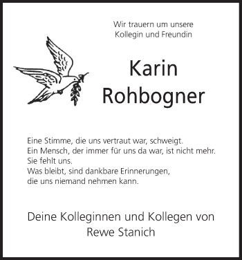 Anzeige von Karin Rohbogner von MGO