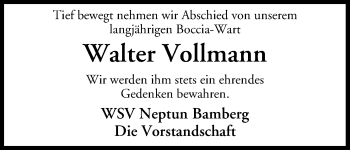 Anzeige von Walter Vollmann von MGO