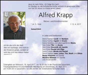 Anzeige von Alfred Krapp von MGO