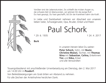 Anzeige von Paul Schork von MGO