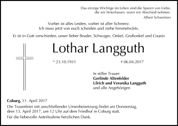 Anzeige von Lotha Langguth von MGO