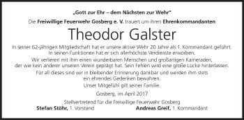 Anzeige von Theodor Galster von MGO
