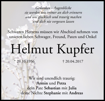 Anzeige von Helmut Kupfer von MGO