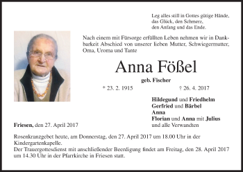Anzeige von Anna Fößel von MGO