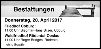 Anzeige von Bestattungen vom 20.04.2017 von MGO