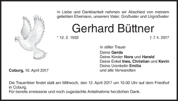 Anzeige von Gerhard Büttner von MGO