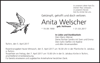 Anzeige von Anita Welscher von MGO