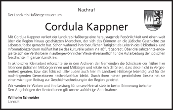 Anzeige von Cordula Kappner von MGO