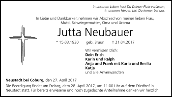 Anzeige von Jutta Neubauer von MGO
