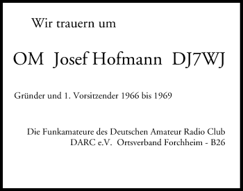 Anzeige von Josef Hofmann von MGO