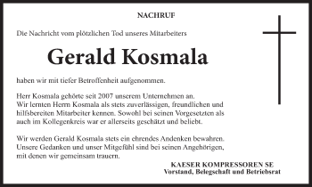 Anzeige von Gerald Kosmala von MGO