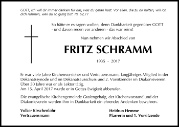 Anzeige von Fritz Schramm von MGO
