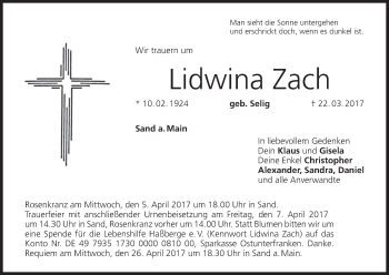 Anzeige von Lidwina Zach von MGO