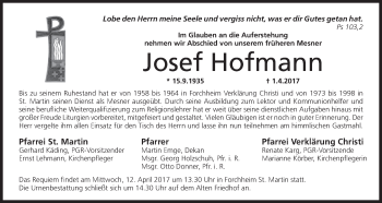 Anzeige von Josef Hofmann von MGO