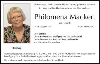 Anzeige von Philomena Mackert von MGO