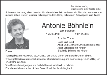 Anzeige von Antonie Böhnlein von MGO