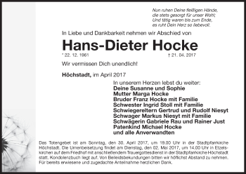 Anzeige von Hans-Dieter Hocke von MGO