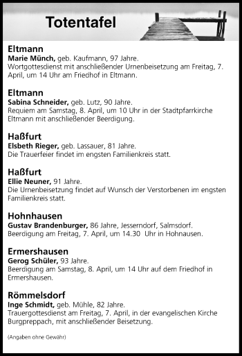 Anzeige von Totentafel vom 07.04.2017 von MGO