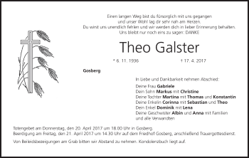 Anzeige von Theo Galster von MGO