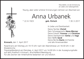 Anzeige von Anna Urbanek von MGO