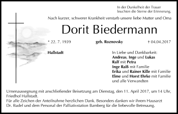 Anzeige von Dorit Biedermann von MGO