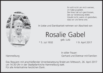 Anzeige von Rosalie Gabel von MGO