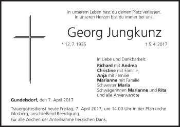 Anzeige von Georg Jungkunz von MGO