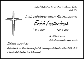 Anzeige von Erich Lauterbach von MGO