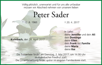 Anzeige von Peter Sader von MGO