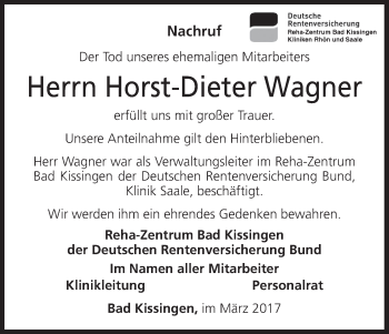 Anzeige von Horst-Dieter Wagner von MGO