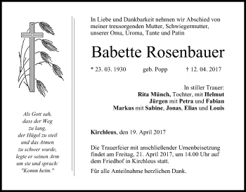 Anzeige von Babette Rosenbauer von MGO